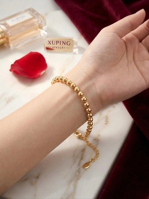 Xuping Premium 14K Altın Kaplama Minimalist Top Zincir Dorika Kadın Bileklik