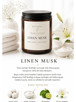 Decevorine Atalier Linen Musk Premium Mum – Temiz & Zarif Seri 210 gr