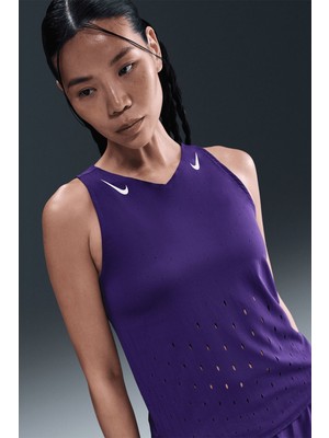 Nike Dri Fit Aeroswift Running Adv Singlet Tank Top Purple Lazer Kesim Koşu Atleti Mor