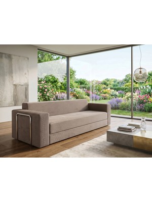 Dechome 236X80 cm Yatak Olabilen Sünger Kanepe | Fitilli Kadife Kumaş, 22 Dns Orijinal Sünger, 5 Metal Destekli