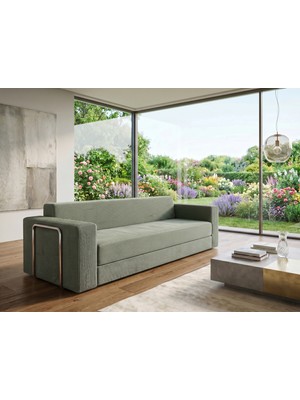 Dechome 236X80 cm Yatak Olabilen Sünger Kanepe | Fitilli Kadife Kumaş, 22 Dns Orijinal Sünger, 5 Metal Destekli