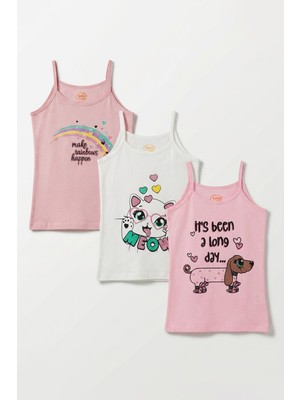 Joy Kids Kız Çocuk Baskılı Atlet 3'lü Avantajlı Paket (3-12YAŞ)