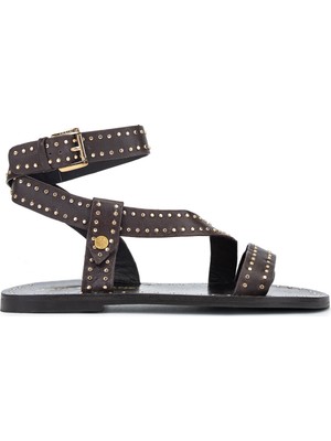 Janet&janet Kadın Suni Deri Kahverengi Düz Sandalet 1215 J850 Bn Sndlt Y26 Dark Brown