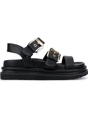 Janet&janet Kadın Suni Deri Siyah Düz Sandalet 1215 J690 Bn Sndlt Y26 Black