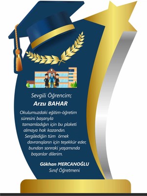 Alhediyenial Kişiye Özel Mezuniyet Plaketi-03 Ahşap Baskılı Dekoratif 19x14 cm Hediyelik