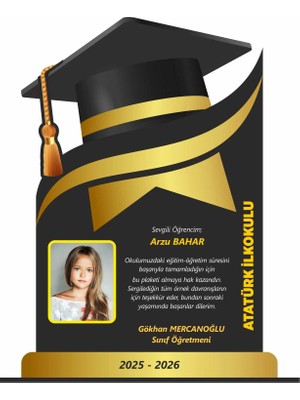 Alhediyenial Kişiye Özel Mezuniyet Plaketi-02 Ahşap Baskılı Dekoratif 15x12 cm Hediyelik