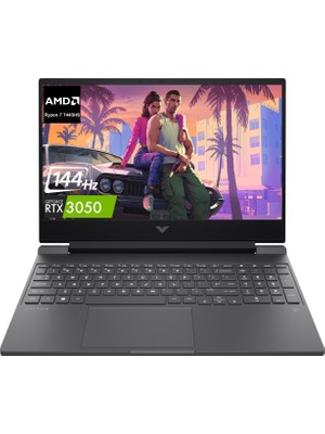 Hp victus 15 Amd Ryzen 7 7445HS 16GB 512GB SSD 4 GB RTX3050 15.6" Fhd 144Hz Freedos Gaming Laptop, Notebook BX9V1EA
