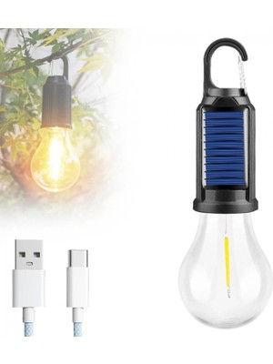 Marsilyan Solar Güneş Enerjili LED Ampul 3 Modlu Uzaktan Kumandalı Solar Camping Lamp (4887)