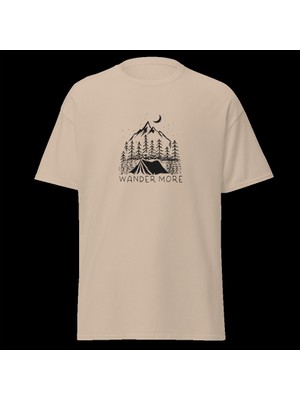 Wander More Gezgin Dağ Kamp Çadır Doğa Baskılı Unisex Pamuklu Tişört