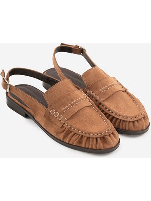 Shoemark Wari Taba Suni Süet Deri Kadın Sandalet