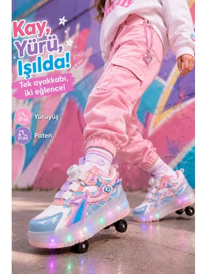 Muggo Pato Çocuk Işıklı Patenli Tekerlekli Sneaker Spor Ayakkabı