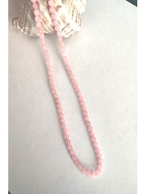 c-bhadu naturel 4 mm Pembe Kuvars Doğaltaş Kolye