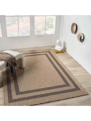 Pera Halı Bej Siyah Dikdörtgen Desenli Modern Halı - L668SIIN