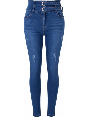 Trender 0567-1 Rana Mavi Kadın Jean Pantolon 26YP36000015