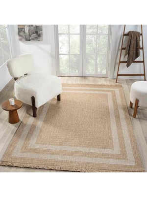 Pera Halı Bej Krem Dikdörtgen Desenli Modern Halı - L668BIN
