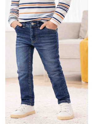 Babido Erkek Çocuk Slim Fit Kot Pantolon – Likralı Rahat Kalıp Günlük Jeans (8-12 Yaş)Mavi Kot