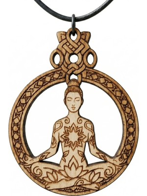 Tamgacrafts Doğal Huş Ağacı Meditasyon Zen ve Yoga Kolyesi - Lazer Kesim El Işçiliği Ahşap Kolye (4x5 Cm)