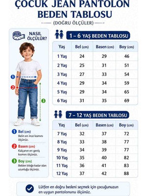Babido Erkek Çocuk Slim Fit Kot Pantolon – Likralı Rahat Kalıp Günlük Jeans (8-12 Yaş)Mavi Kot