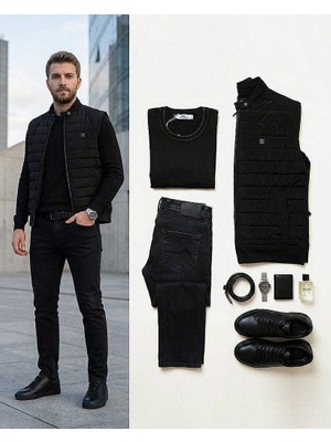 Beystil Erkek Siyah Slim Fit Denim Kot Pantolon 485