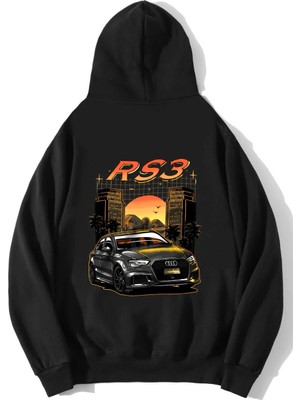 Brz Collection Unisex Oversize Rs3 Audi Rs3 Hoodie Siyah
