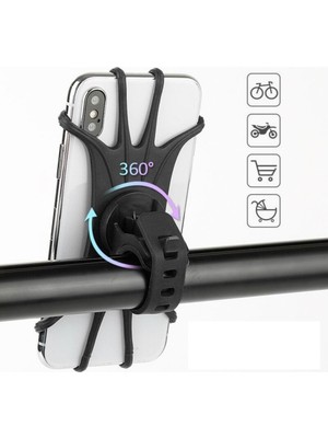 Roichil® Universal Bisiklet Motosiklet Çocuk Arabası Silikon 360 Derece Telefon Tutucu Tüm Modellerle