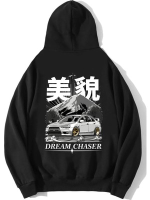 Brz Collection Unisex Oversize Dream Chaser Hoodie Siyah