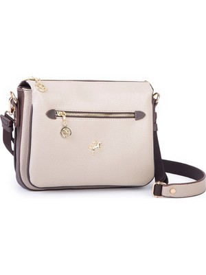 Nas Bag Kadın Çapraz Çanta Kalın Ayarlanabilir Askılı Çanta  (En: 26 Cm,  Boy: 22 cm ) Kum Kahve Lopez
