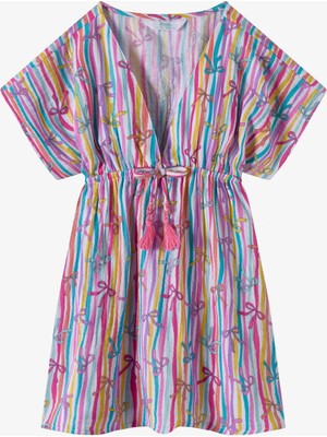 Penti Kız Çocuk Ribbon Trim Kurdela Desenli Ponponlu Kaftan