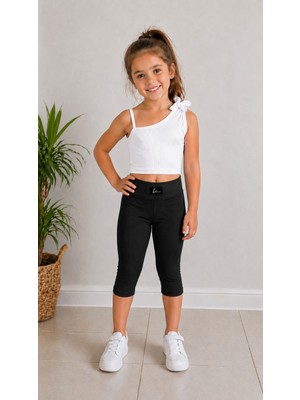 Aselin Kids Kız Çocuk Ribana Taytlı Yazlık Takım Esnek Kumaş Spor Set