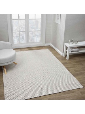 Pera Halı Beyaz Krem Siyah Melanj Noktalı Modern Halı - L710BCW