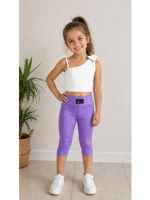 Aselin Kids Kız Çocuk Ribana Taytlı Yazlık Takım Esnek Kumaş Spor Set