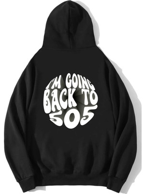 Brz Collection Unisex Oversize I'm Going Back To 505 - Arctic Monkeys Hoodie Siyah