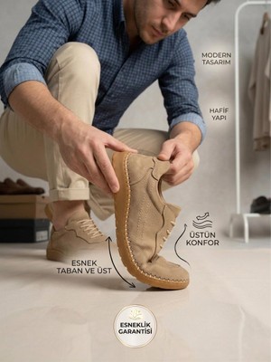 Komcero 3498 Erkek Hakiki Deri Dikişli Comfort Atom Casual Ayakkabı