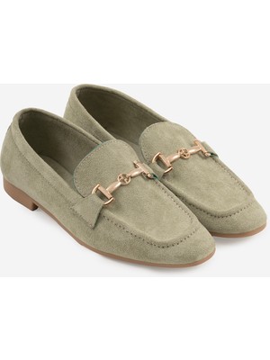 Shoemark Rodas  Mint Yeşili Suni Süet  Deri Kadın  Makosen