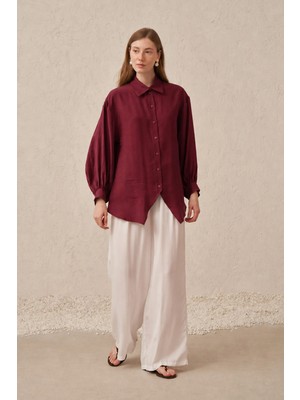 ALLDAY Bordo-Balon Kollu Oversize Gömlek