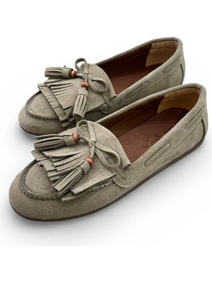 Patron Shoes Püsküllü Süet Kadın Babet