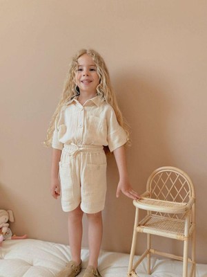 Butik Kız Çocuk %100 Pamuklu Müslin Alt - Üst 2'li Takım