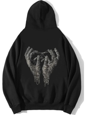 Brz Collection Unisex Oversize Albin Bousquet Mano Series Hoodie Siyah