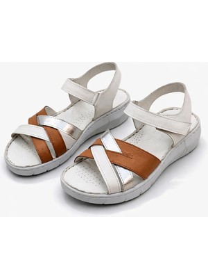 Patron Shoes Kadın Ortopedik Cırt Cırtlı Günlük Rahat Tabanlı Konfor Sandalet
