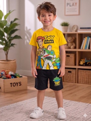 Aselin Kids Erkek Çocuk Oyuncak Hikayesi Baskılı Şortlu Yazlık Takım Alt Üst Takım