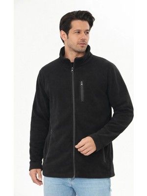 Trendhill Erkek Tam Fermuarlı Cepli Polar Siyah 8517-S