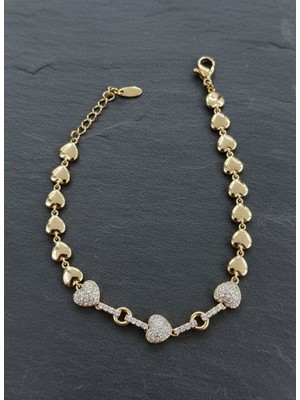 Zarene Silver Xuping Kalpli Bileklik 14K Gold