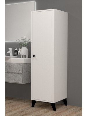Mobilique Tire Xl Beyaz Banyo Dolabı Havlu ve Temizlik Dolabı