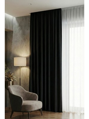 Miabella Home Blackout,Karartma Fon Perde,Ekstrafor Büzgülü,Işık Geçirmez,Kornişli,Tek Kanat Güneşlik Fon Perde