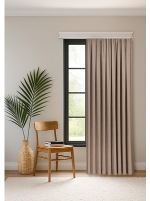 Gauze Fabric Design Safir Kadife Dokulu Yüksek Kaliteli Haki Ekstraforlu Fon Perde