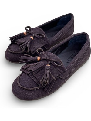 Patron Shoes Püsküllü Süet Kadın Babet