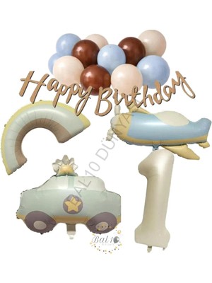 Bal10 Dünyası Happy Bırthday Yazılı Retro Renkler Doğum Günü Balon Seti Yaş-1