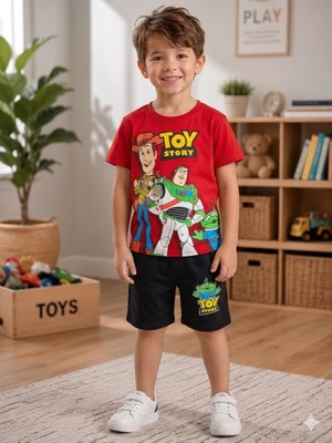 Aselin Kids Erkek Çocuk Oyuncak Hikayesi Baskılı Şortlu Yazlık Takım Alt Üst Takım