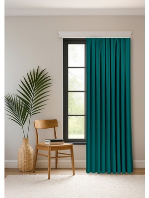 Gauze Fabric Design Safir Kadife Dokulu Yüksek Kaliteli Deniz Yeşili Ekstraforlu Fon Perde
