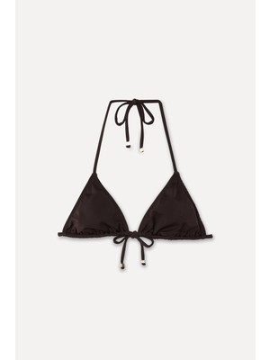 Mudo Kadın Kahverengi Bağlamalı Üçgen Bikini Üstü